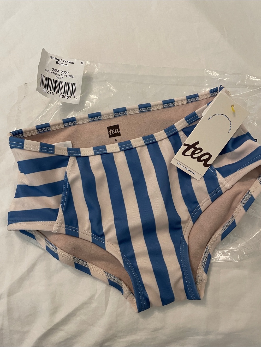 Tea Collection Blue and Cream Striped Kids Swim Bottom